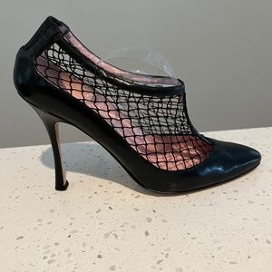 Manolo Blahnik Black Fishnet Pumps